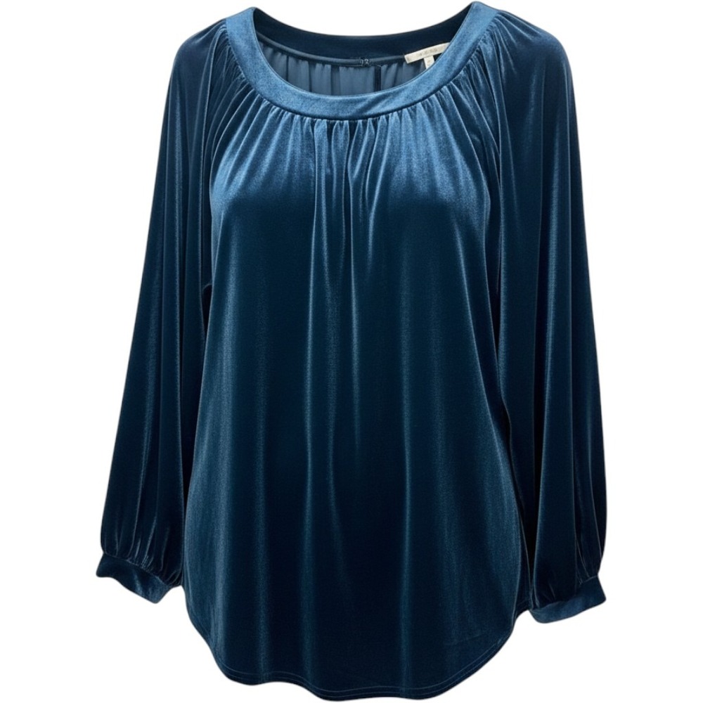 Umgee USA XL Blue Velour Tunic Blouse Babydoll Holiday Y2K Boho Fairy Romantic